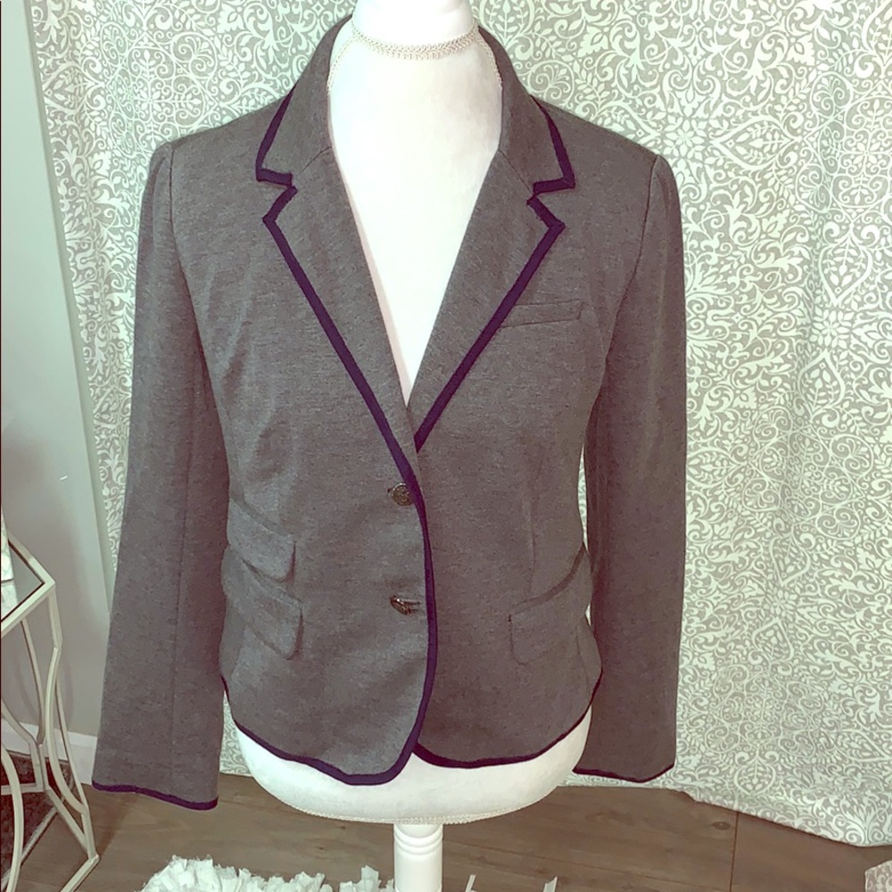 Gap grey cotton blazer with navy details